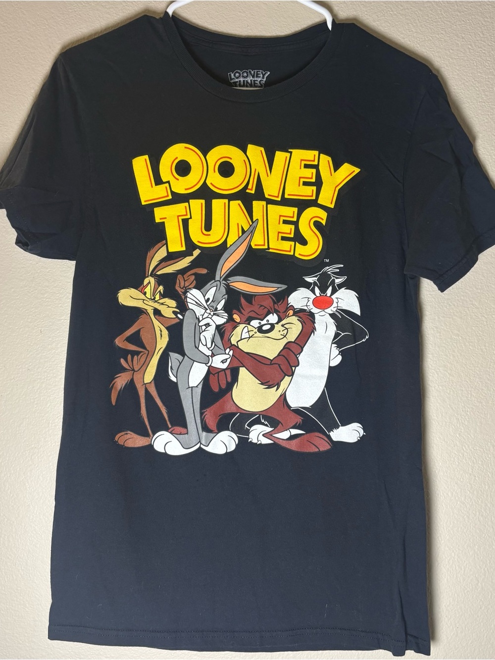 Looney tunes Womens Black Shirt Small Front and Back Graphic Character Tee